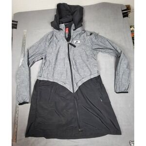Nike International Windbreaker Jacket Womens  M Grey Black Full Zip Whimsical